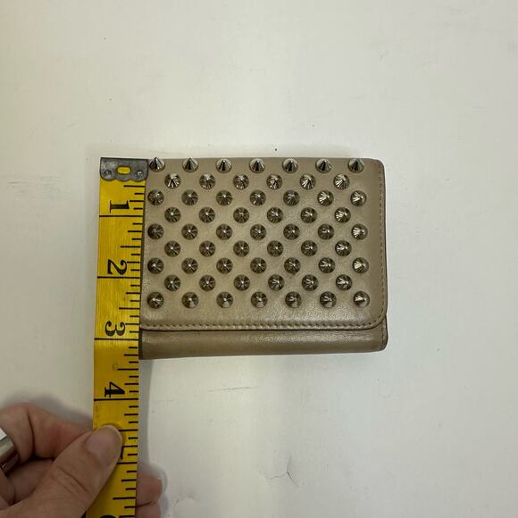 Christian Louboutin Spiked Leather Wallet - Beige with Signature Red Interior - Picture 12 of 14